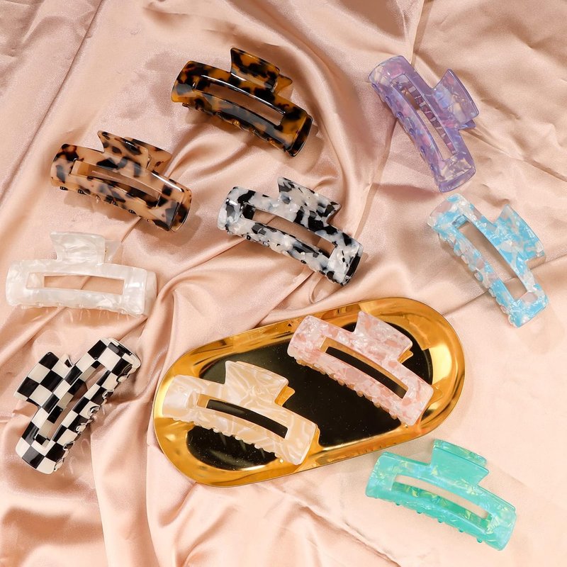 Magicsky Hair Claw Clips - 10 Pcs Opal Marble Tortoise Acrylic Clips for Thick & Thin Hair | Cute 90's Butterfly Barrettes