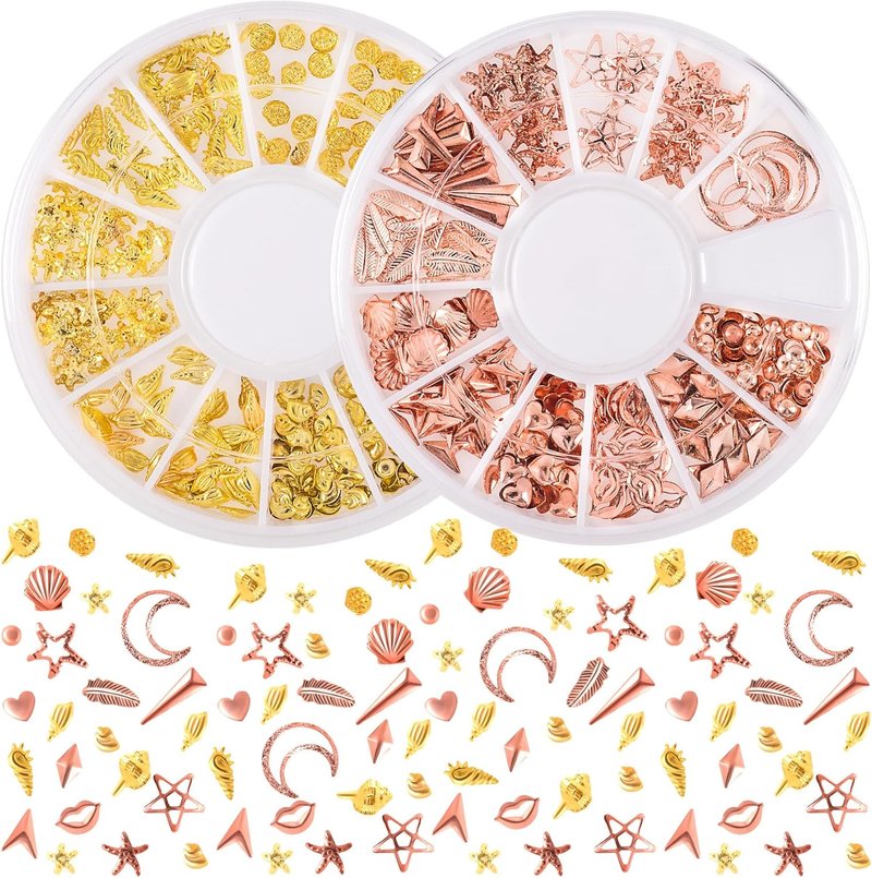 Pndeyo 3D Ocean Nail Art Charms - Beach Starfish & Seashell Decals | Gold & Rose Gold