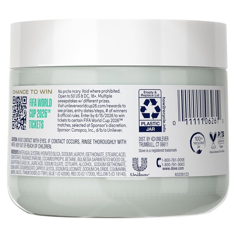 Dove FIFA World Cup 2026 Limited Edition Moisturizing Body Scrub – Palo Santo & Sage Oil, pH‑Balanced Whipped Exfoliator for Hydrated, Radiant Skin, 15 oz