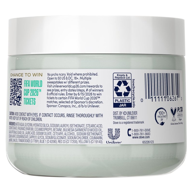 Dove FIFA World Cup 2026 Limited Edition Moisturizing Body Scrub – Palo Santo & Sage Oil, pH‑Balanced Whipped Exfoliator for Hydrated, Radiant Skin, 15 oz