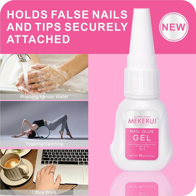 Mekerui Nail Glue Gel Set - Super Strong & Long-Lasting 30+ Days | Quick Glue Remover Included