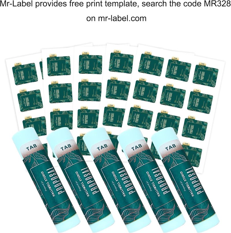 Mr-Label White Lip Balm Labels with Tamper Tab - Waterproof & Tear-Resistant - for Inkjet & Laser Printer - 2-3/16" x 2-1/8" on Letter Sheet (300 Labels)