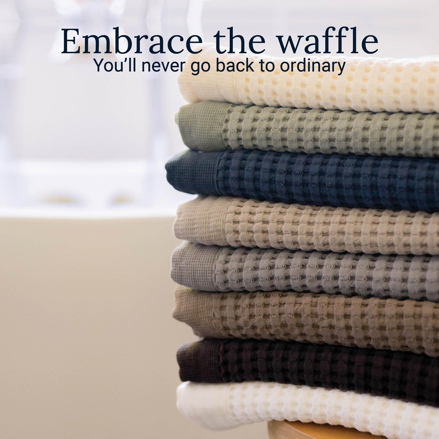 GILDEN TREE Waffle Towels for Bathroom Luxury 100% Cotton Bath Towels, Quick Dry Towel, Thin Super Absorbent Lint Free Shower Towels, Bath Towels Set of 2, Modern Style (Faded Black)