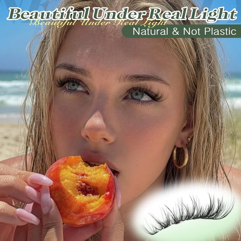 Newcally Natural Lash Clusters - Invisible Band Eyelash Extensions | CC-Curly, 10-16MM Sizes