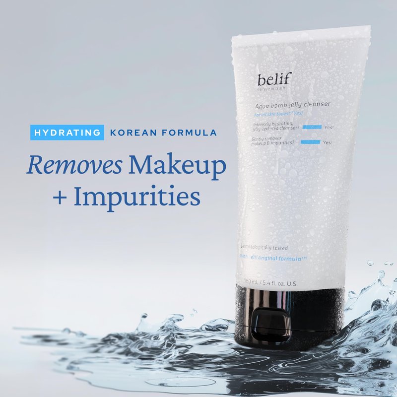 belif Jelly Hydrating Deep Cleanser – Low pH Mild Gel-to-Foam Face Wash for Daily Deep Pore Cleansing, Hydrating and Refreshing for All Skin, Korean Skincare, (5.4 fl.oz., New Formula)