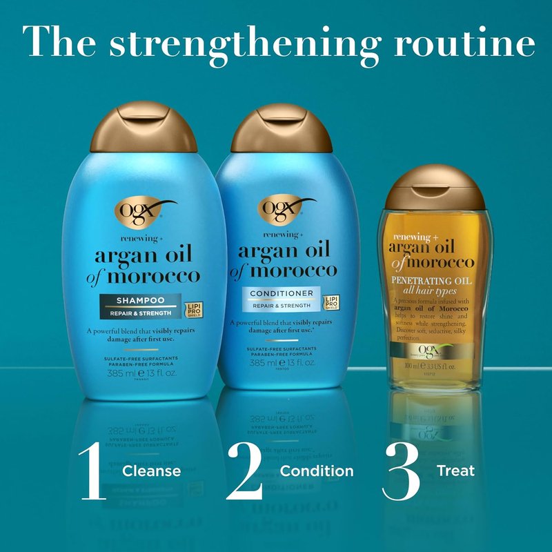 OGX Argan Oil of Morocco | Cold-Pressed Hair Treatment & Shine, Moisturizing Oil for All Hair Types, 3.3 fl oz