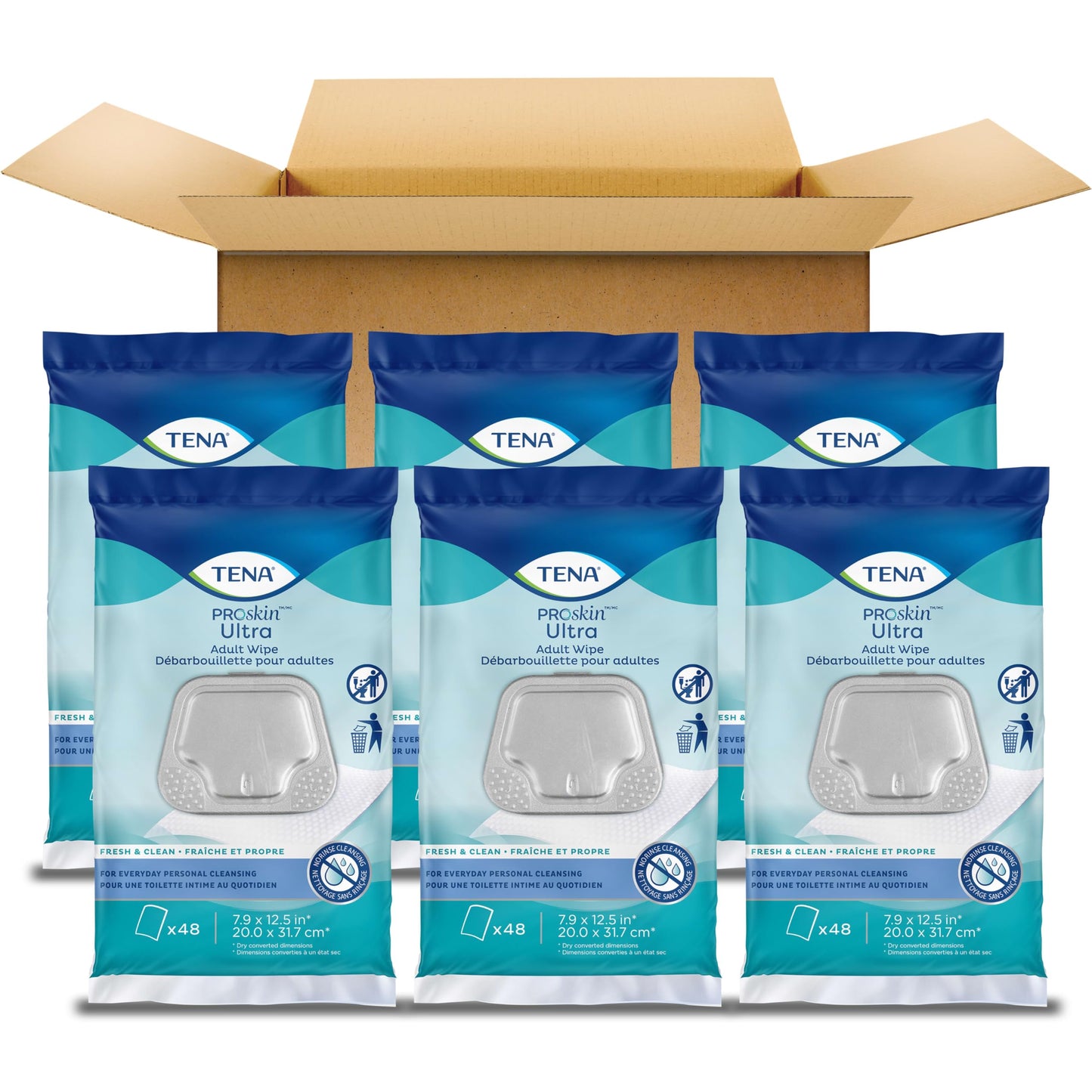 TENA Adult Wipes for Incontinence, Body Cleansing Wipes for Adults, ProSkin - 288 Count