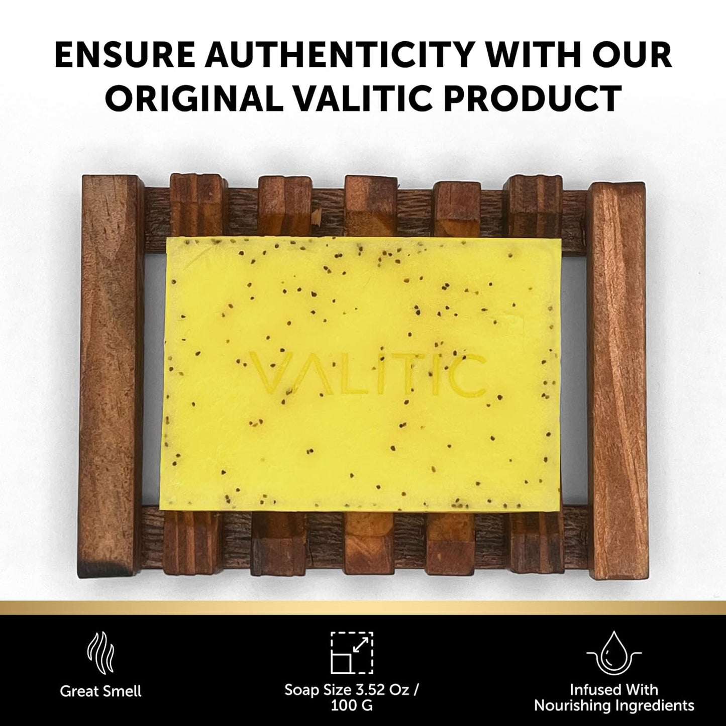 VALITIC Lemon Turmeric Soap - Brightening Kojic Acid Exfoliating Bar for Dark Spots | 1 Pack with Retinol, Vitamin C, Collagen & Hyaluronic Acid