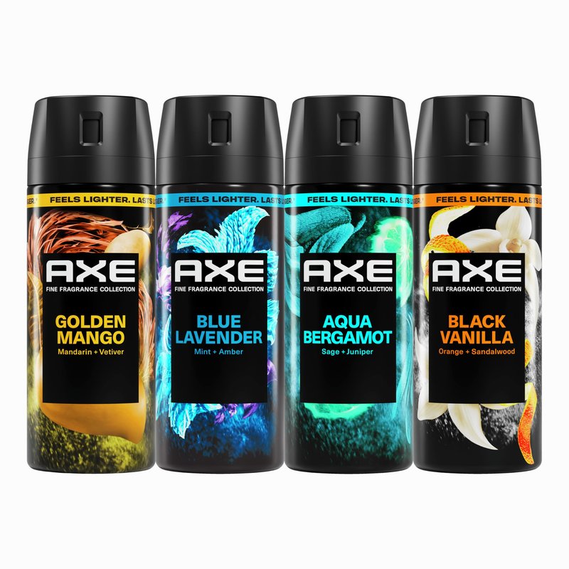 AXE Body Spray Mixed 4 Count Stay fresh for 72 hours Aluminum Free 2.9 oz