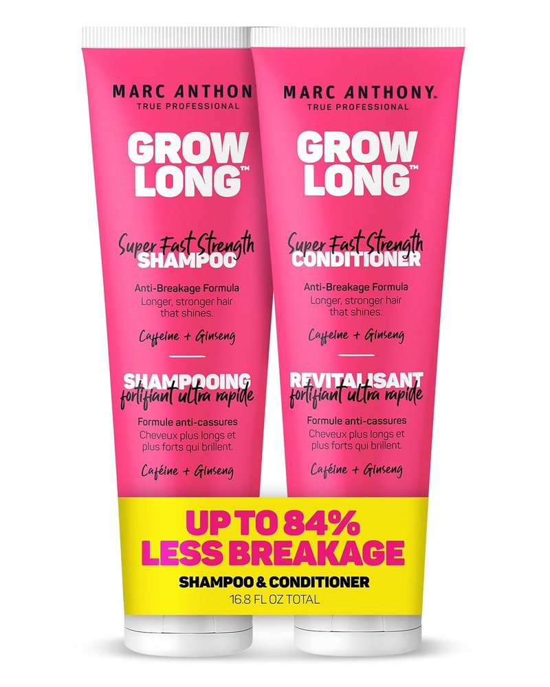 Marc Anthony Grow Long Biotin Shampoo & Conditioner Gift Set - Anti-Frizz Formula for Curly, Dry Hair