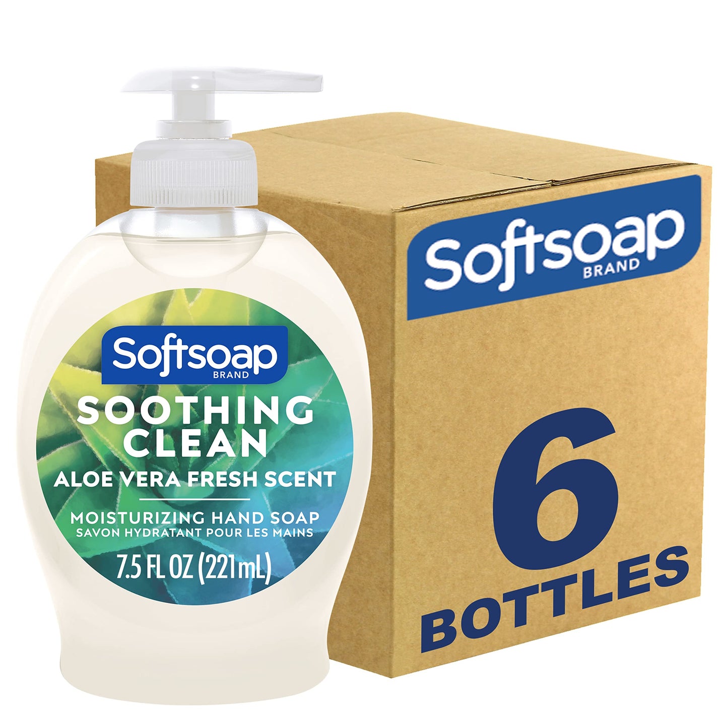 Softsoap Moisturizing Liquid Hand Soap, Milk and Honey, 7.5 Fluid Ounce, Pack of 6 (Package may vary) & Moisturizing Liquid Hand Soap, Soothing Clean Aloe Vera - 7.5 Fl Oz (Pack of 6)