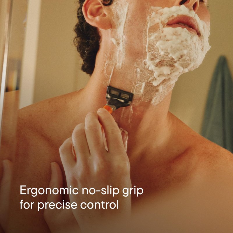 Harry's Original Shaving Kit for Men - Razor Handle, 5 Razor Blade Refills, Foaming Shave Gel, and Travel Blade Cover - TSA Approved Travel Essentials - German Engineered - Ember