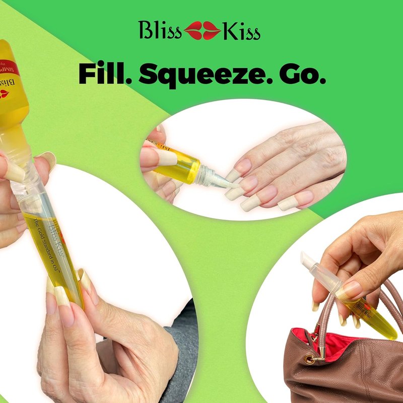Bliss Kiss Refillable Cuticle Oil Pen - Empty 3-Pack for Nail Growth & Easy Application