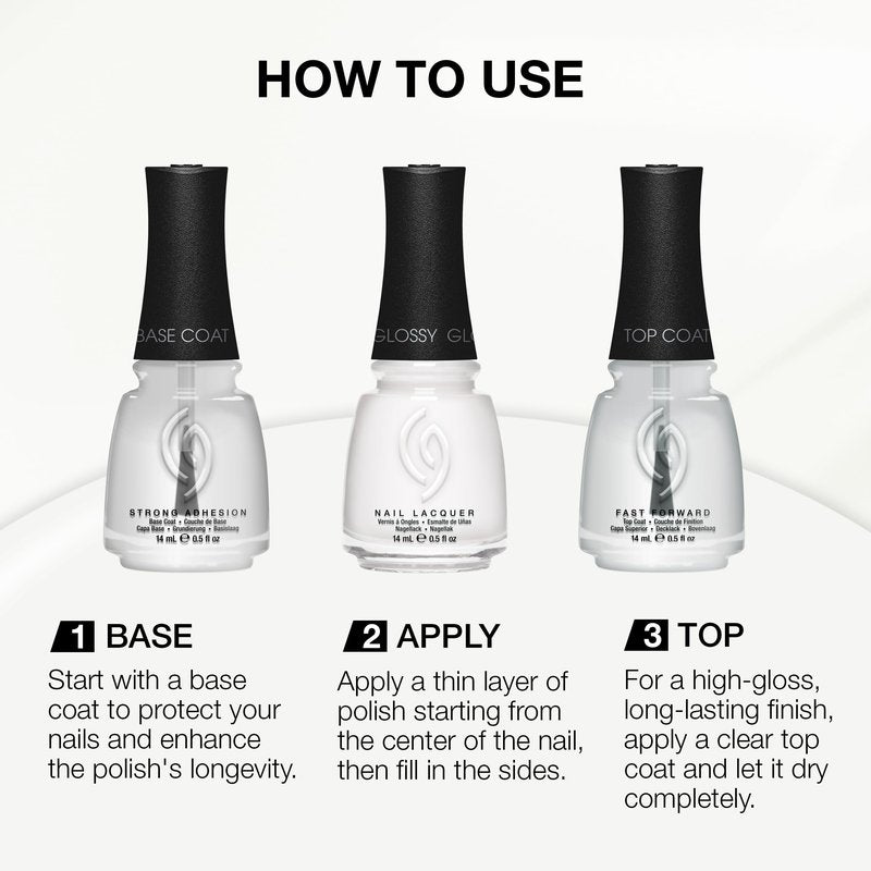 China Glaze CG Nail Lacquer White On White Nail Polish, Quick Dry, Chip Resistant Glossy Finish for Salon & DIY Manicure, 0.5 fl oz