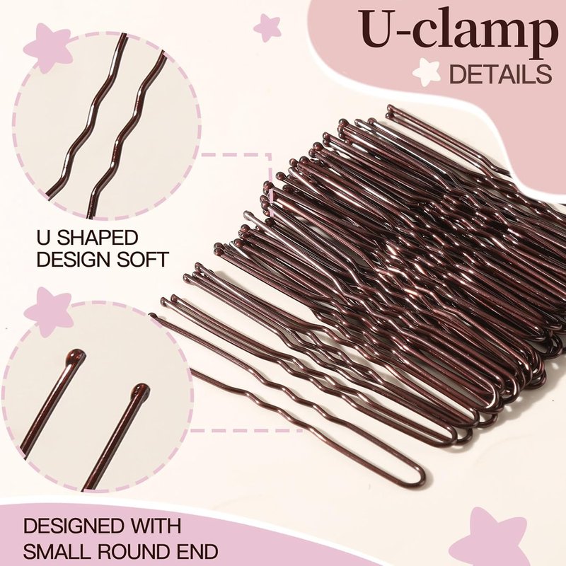 Hair Net for Kids - 20PCS Invisible Hair Nets with 40PCS U Shaped Bobby Pins | 30cm Bun Hair Accessories for Girls - Brown