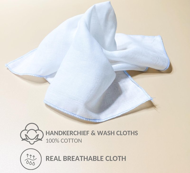 Arumary 100% 8 Packs Cotton Baby, Kid and Women Handkerchief (All White)