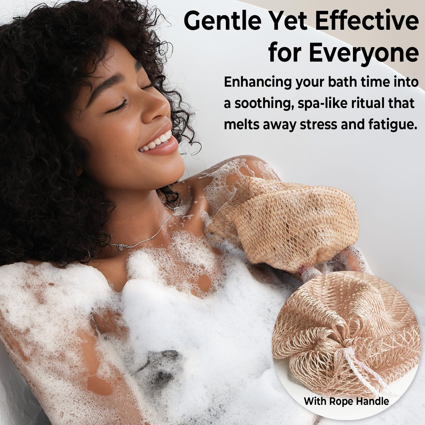 African Net Sponge Authentic - 2 Pieces 52IN Stretched Length Exfoliating Body Scrubber Bath Sponge - Loofah Washcloth Back Scrub for Shower Body Exfoliator