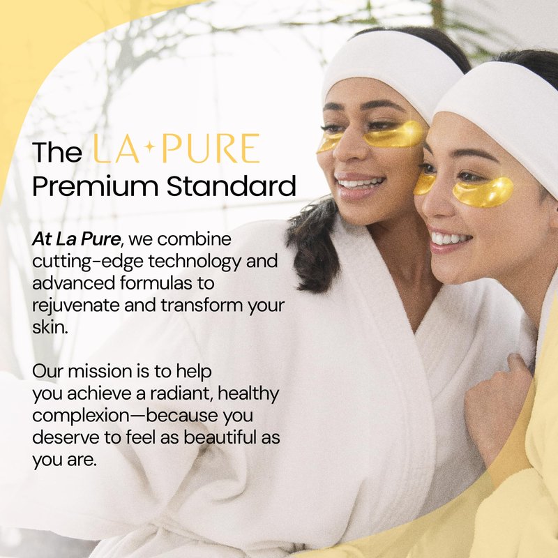 LA PURE 24k Gold Under Eye Patches for Puffy Eyes and Dark Circles, Revitalizing & Non-Irritating Anti Aging Eye Masks with Hyaluronic Acid & Collagen - Dermatologically Tested - 15 Pairs Eye Gel Pads