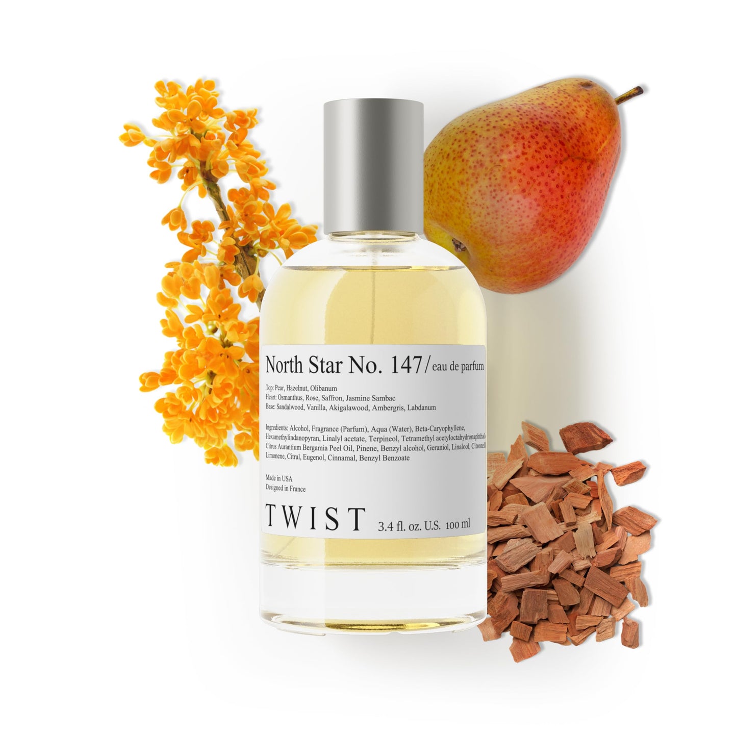Twist North Star No. 147 - Eau De Parfum Inspired by Amoua. Guidance, Long-Lasting Perfume For Women & Men, Pear & Hazelnut, Vegan, Clean Ingredients, Unisex, Fragrance - Spray 100 ml | 3.4 fl. oz.