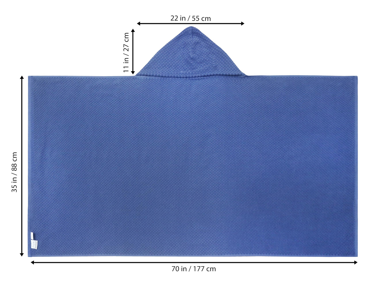 COTTON CRAFT Hooded Bath Towel – Oversized 35 x 70 Waffle Weave Towel with Hood for Adults - 100% Ringspun Cotton Pool Bath Sheet Wrap with Hood - Soft Super Absorbent Quick Dry – 450 GSM – Blue