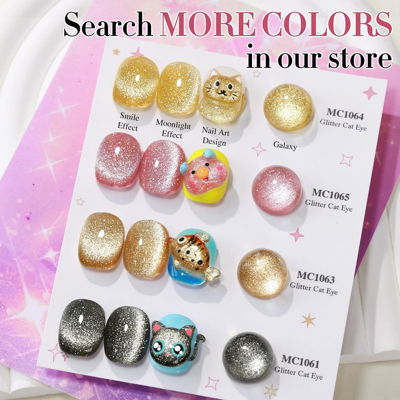 Double Rhythm 15ML Ice Glass Cat Eye Gel Polish with Magnet Holographic Glitter Shimmer Translucent Sheer Color Salon Soak Off Magnetic Nail at Home