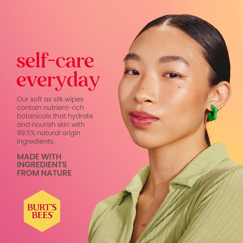 Burt's Bees Pink Grapefruit Face Wipes, for All Skin Types, Hydrating Makeup Remover & Facial Cleansing Towelettes, 90 Ct. (Pack of 2)