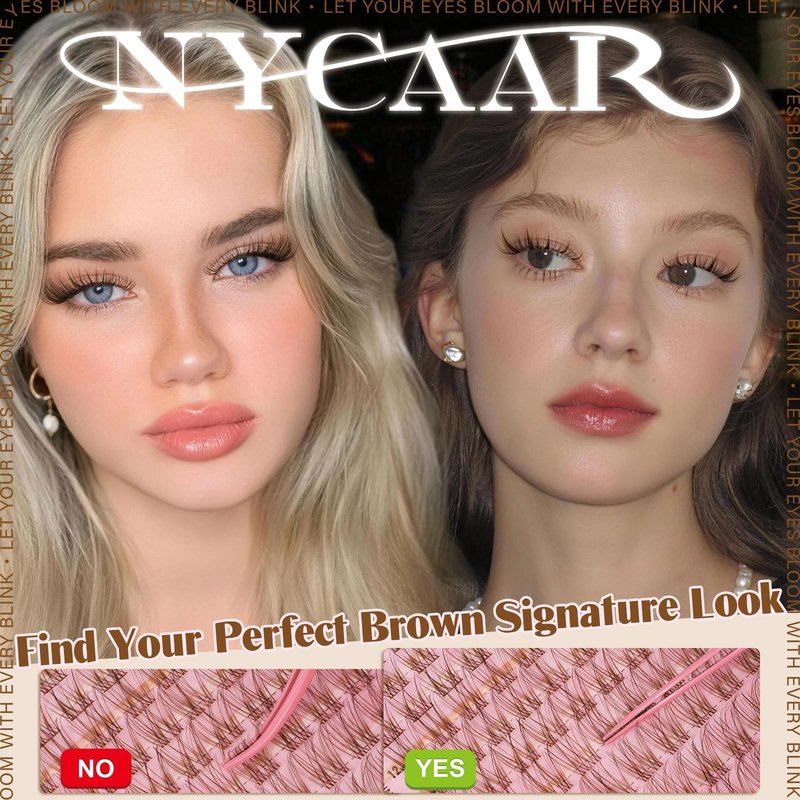 NYCAAR Velure Natural Brown Lash Clusters Kit Wispy Invisible Band Lash Extension Kit 120pcs Venus Lashes Clusters in C Curl 8-16mm with Bond and Seal, Remover & Applicators for Beginner DIY at Home