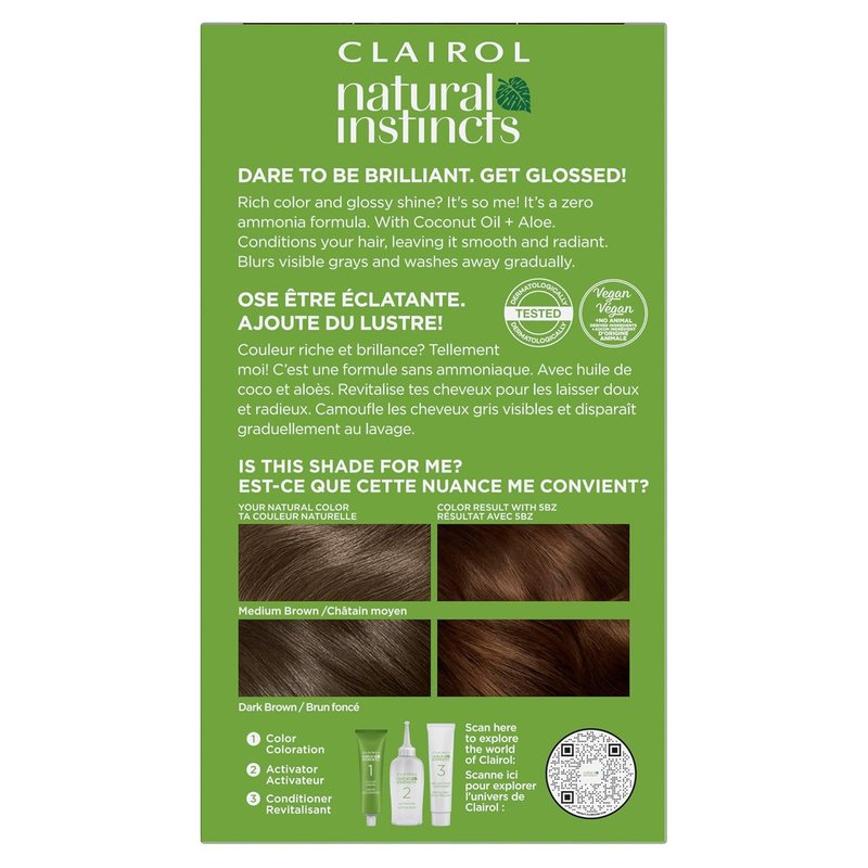 Clairol Natural Instincts Demi-Permanent Hair Dye - 5BZ Medium Bronze Brown Color | 1 Pack