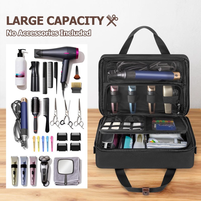 BAFASO Large Capacity Barber Carrying Case, Barber Briefcase for Clippers and Supplies (Bag Only), Black