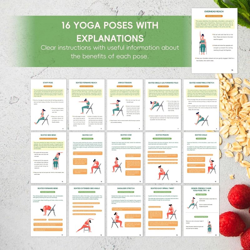 Chair Yoga for Seniors | 30-Day Gentle Seated Yoga Challenge for Weight Loss & Flexibility - 8.5x11" Guide