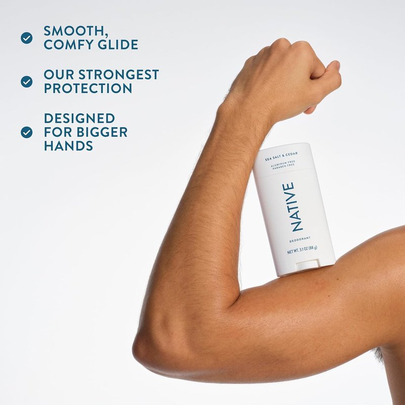Native Aluminum-Free Deodorant - Sea Salt & Cedar | 72-Hour Odor Control, 3.1 oz Stick for Men & Women