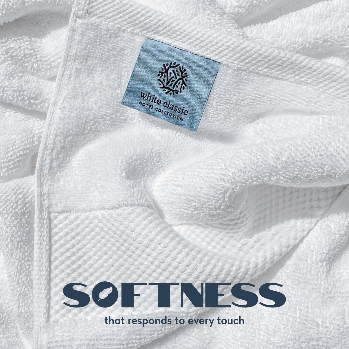 White Classic Luxury Bath Towels Set of 4 Large - 700 GSM Turkish Cotton Ultra Soft Bath Towels 27x54 | Highly Absorbent and Quick Dry | Hotel Towels for Bathroom Luxury, Plush Shower Towels, White