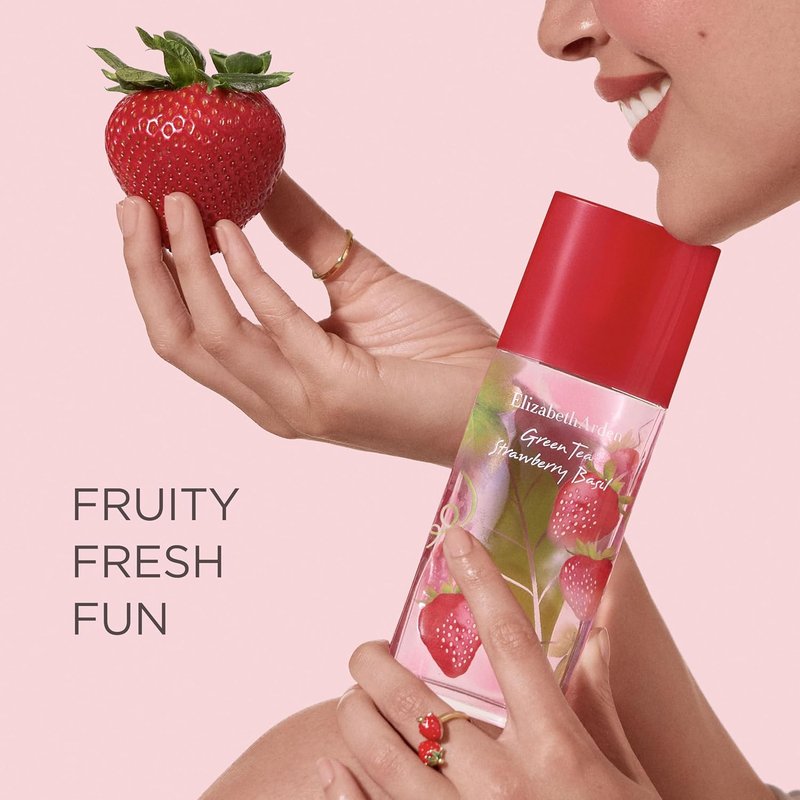 Green Tea Strawberry Basil Eau de Toilette - Long Lasting Fruity Women's Perfume | Fresh Fragrance