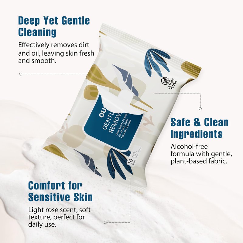 Ourmed Life Makeup Remover Wipes, Alcohol-Free Facial Cleansing Wipes for Removing Makeup & Oil, Biodegradable Plant-Based Wipes with Hyaluronic Acid & Vitamin E, Gentle for Sensitive Skin, 30 Count