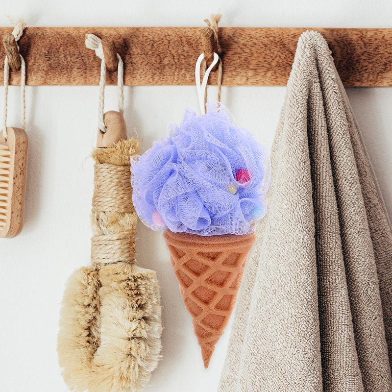 Healvian 2pcs Kids Bath Shower Sponge, Cream Bath Sponge,Body Scrubber Exfoliating Loofah for Spa and Shower,Cute Cone e for Kids,Exfoliator-ing Accessories