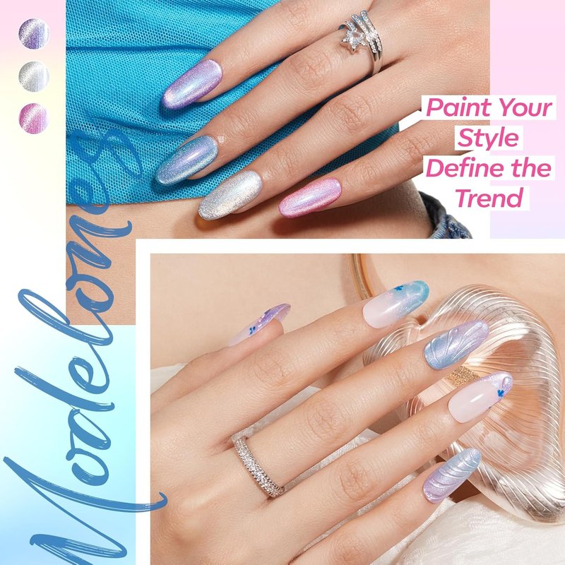 Modelones Cat Eye Gel Nail Polish Set - 6 Shimmering Colors for Stunning Nail Art | Iridescent Mermaid Swirl