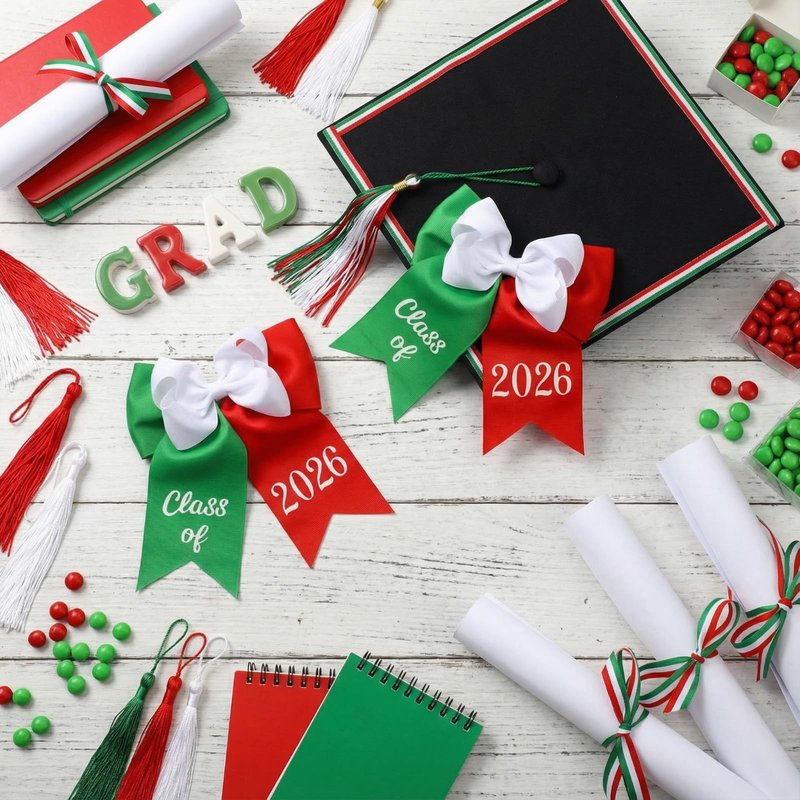 HunnmingRe 2 Pcs Mexican Graduation Cap Bow Decorations for Class of 2026 College High School Grad Hat Topper Bows Graduation Party Supplies