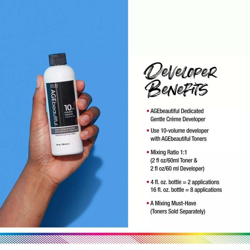 AGE beautiful 10 Volume Gentle Creme Hair Developer | For Permanent Hair Color Dyes, Toners, Lighteners | Professional Salon Coloring | Long Lasting Haircolor | 16 Fl Oz