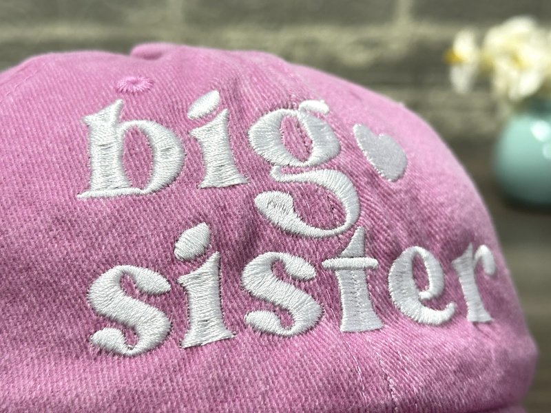 Horpe Big Sis Hat for Girls, Pride Gifts for First Time Sister, Sibling Love Gifts for Kid, Adjustable Cotton Washed Pink Baseball Cap