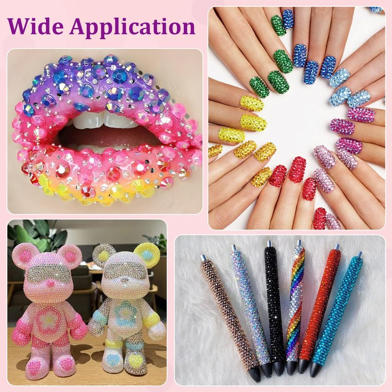 30000Pcs Resin Rhinestones for Bedazzling with Tweezers, Dark Purple AB Rhinestones for Crafting with 3Pcs 10ml B7000 Jewelry Glue for DIY Crafts Clothing Tumblers Shoes Fabric Nail Art