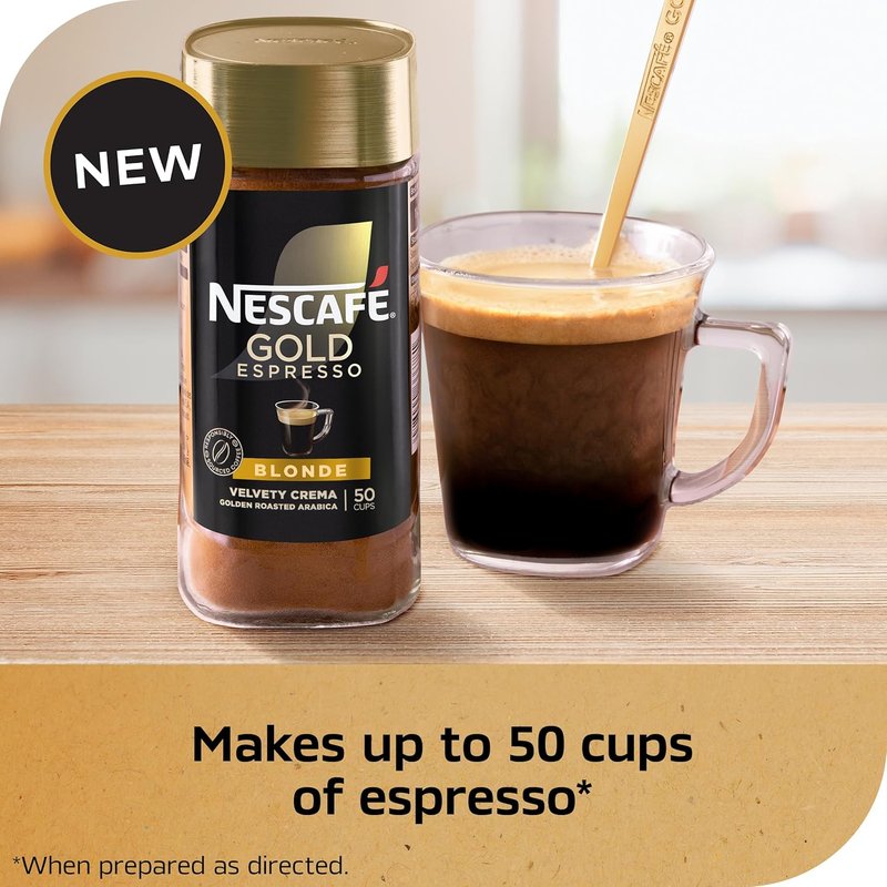 Nescafé Gold Espresso Blonde - Premium Instant Coffee - 3.5 Oz for Rich Flavor and Aroma