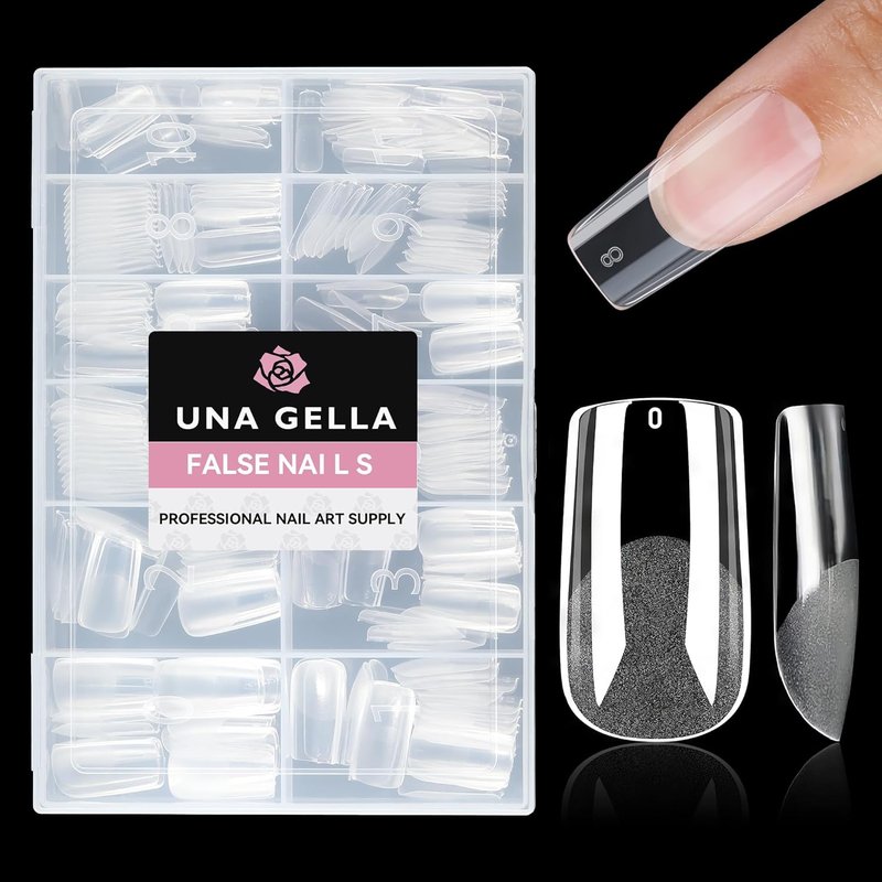 Medium Square Gel Nail Tips - Half Matte Full Cover Acrylic | 312pcs, 12 Sizes for DIY Nail Art