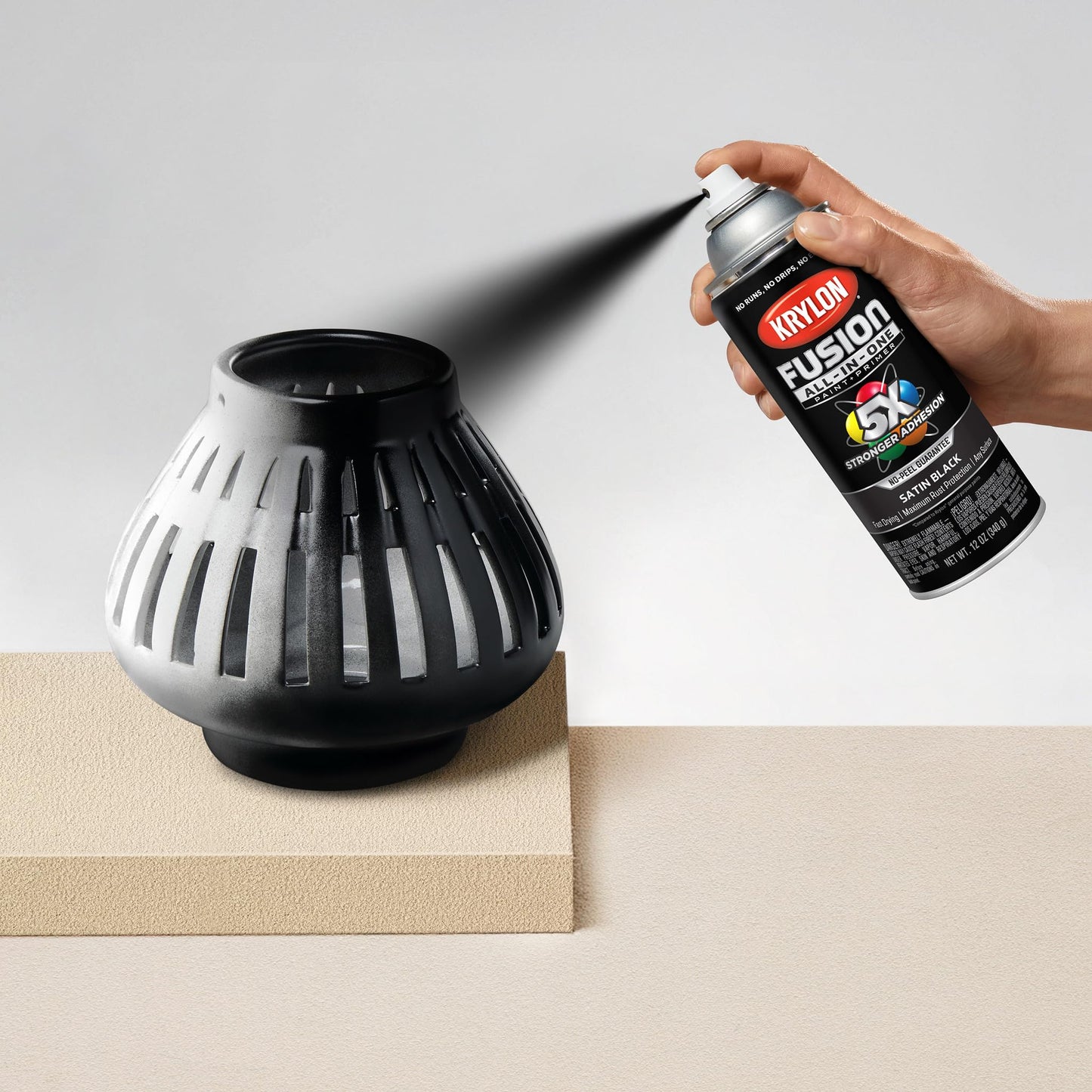 Krylon Fusion All-In-One Satin Spray Paint & Primer, Black - 1 Each