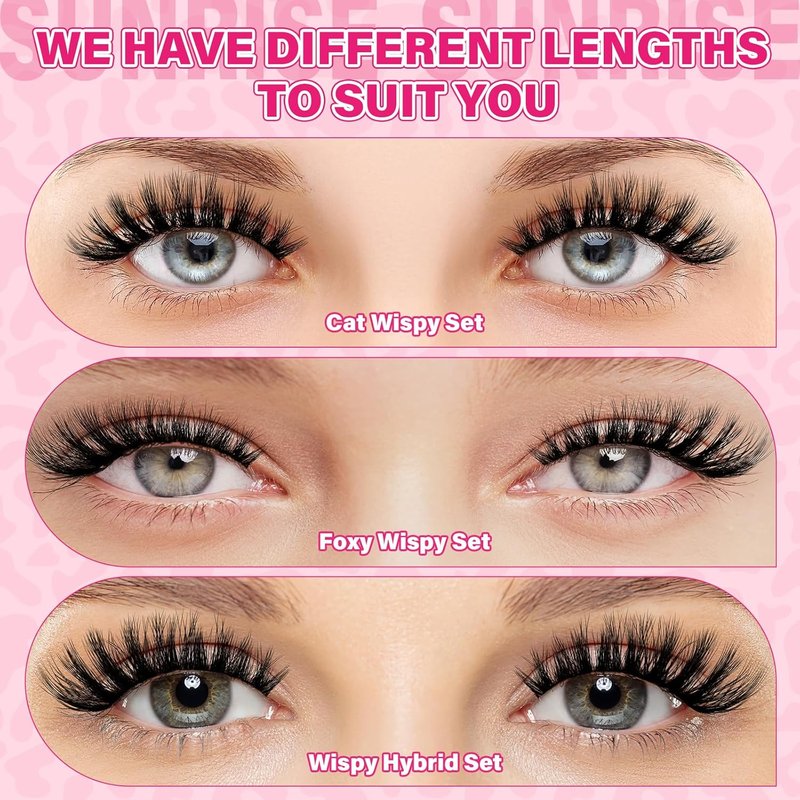 Lash Clusters Kit - 3D Volume Eyelash Extensions with Bond & Seal | 144 Pcs, Sunrise 8-18 Mix