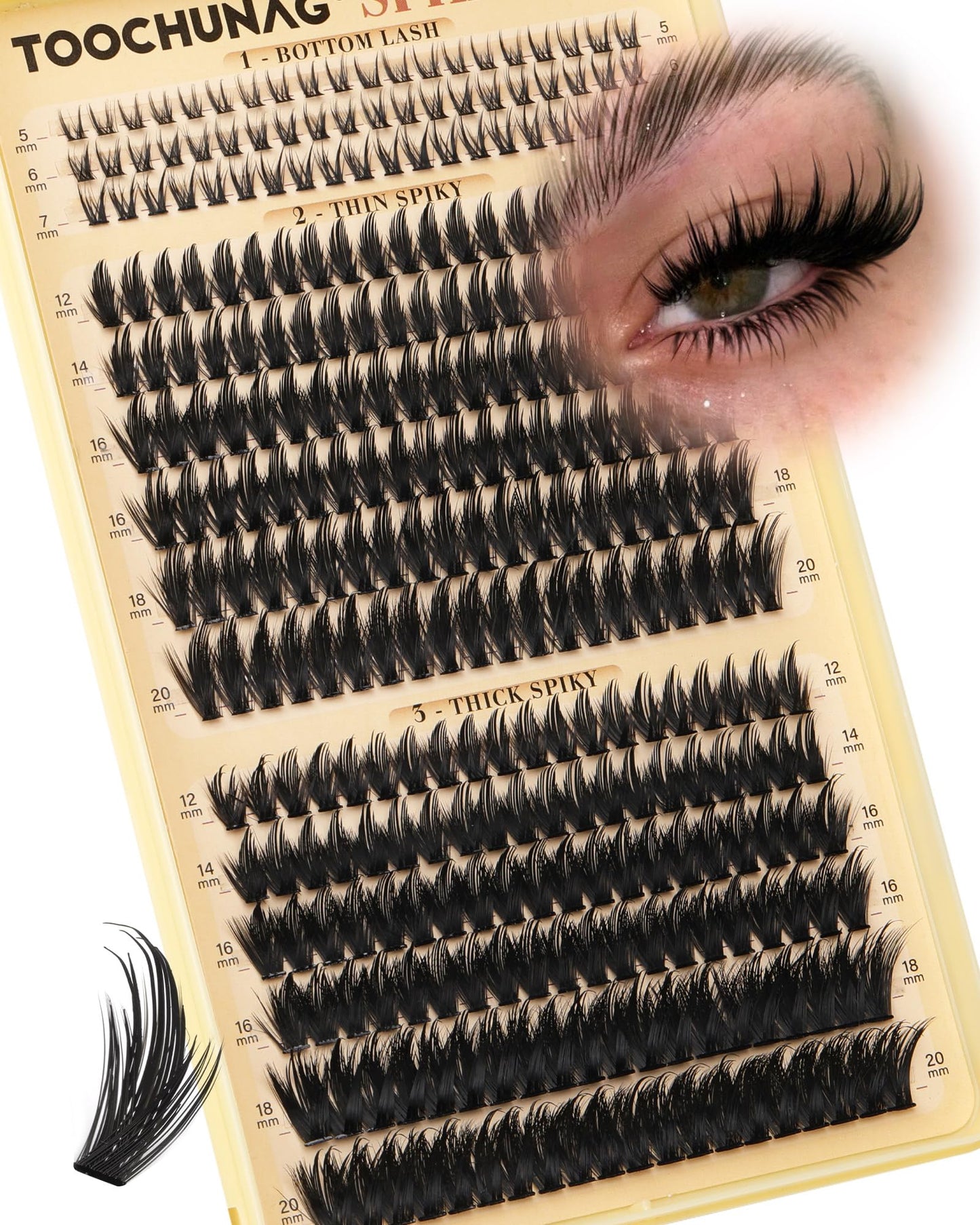Spiky Manga Lash Clusters 12-20mm Anime Eyelash Clusters 300pcs Cluster Eyelash Extensions Fairy Eyelashes Cluster with Bottom Individual Lashes 80D+100D Volume DIY Lash Extension by TOOCHUNAG