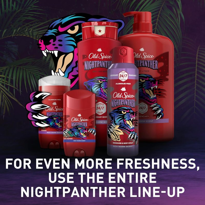 Old Spice Body Wash for Men - 3X Defense, 24/7 Fresh Scent, NightPanther, 33.4 oz
