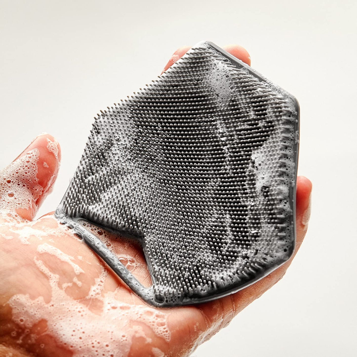 Tooletries - Body Scrubber & Storage Hook - Silicone Toiletry Organizer, Shower & Bathroom Accessory - Features Silicone-Grip Technology, Removable & Reusable - Grey