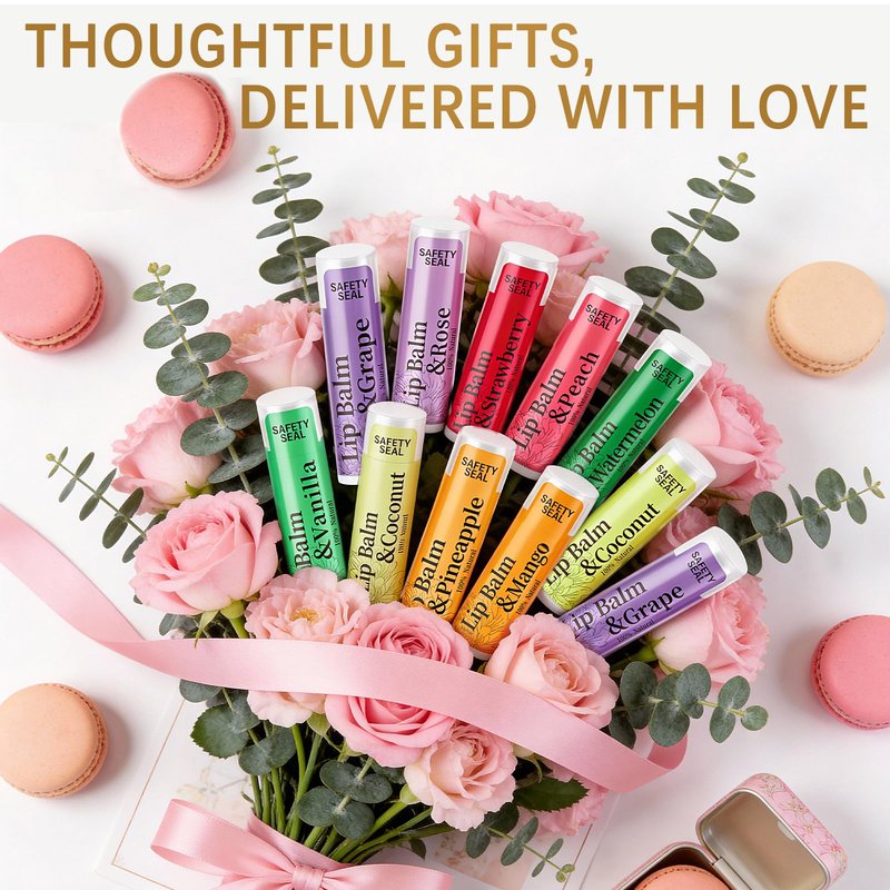 RBUGR 40 Pack Lip Balm - 12 Flavored Beeswax Moisturizing & Soothing Natural Lip Balms in Bulk Set for Women, Gifts Stocking Stuffers Party Favors (4.2g/0.15oz)