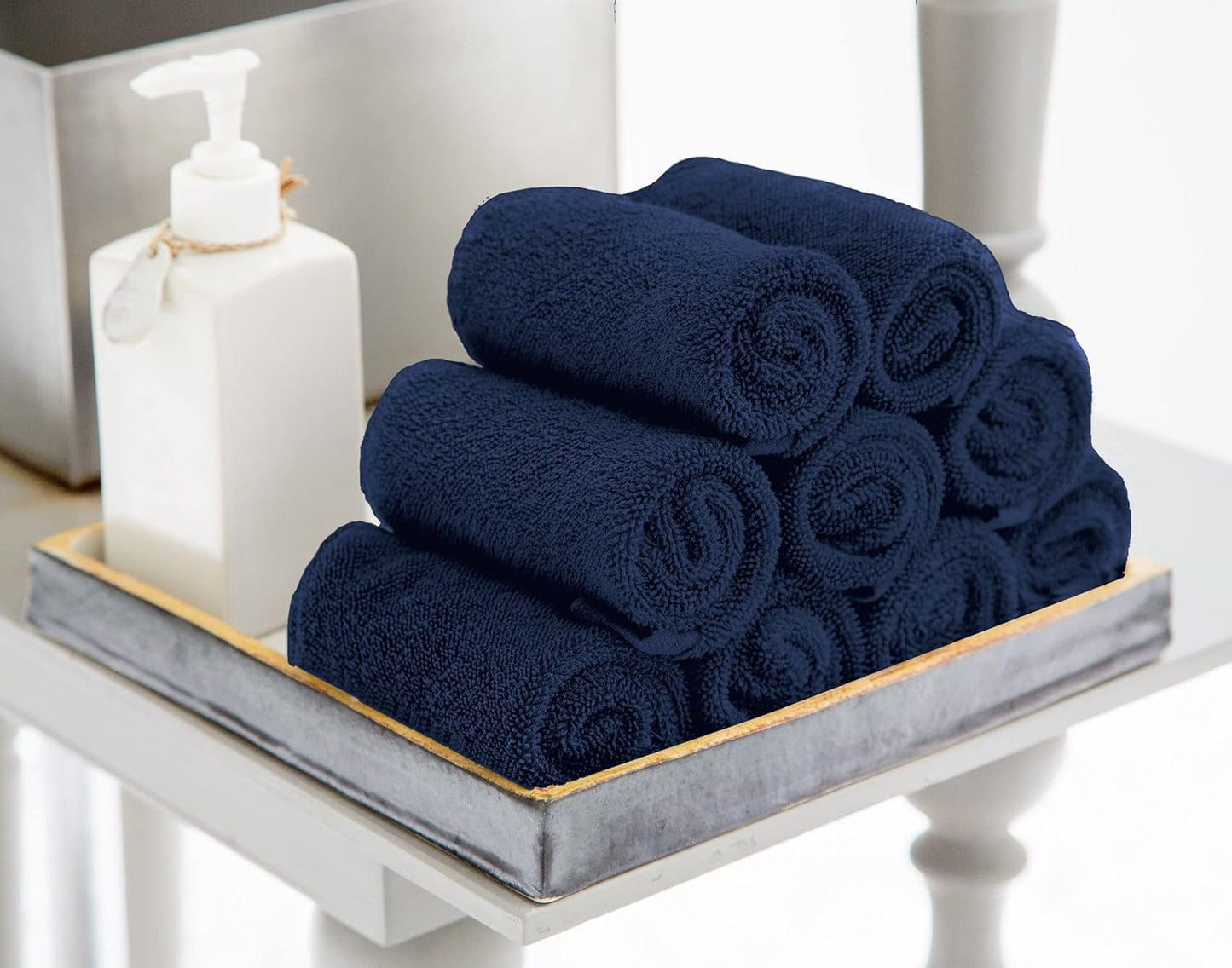 Utopia Towels 12-Pack Cotton Washcloths Set - Premium Flannel, Highly Absorbent, Navy