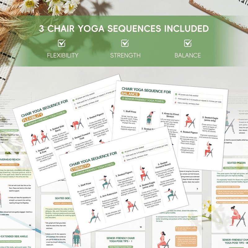 Chair Yoga for Seniors | 30-Day Gentle Seated Yoga Challenge for Weight Loss & Flexibility - 8.5x11" Guide